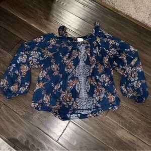 KNOX ROSE Floral Blue Women's Top